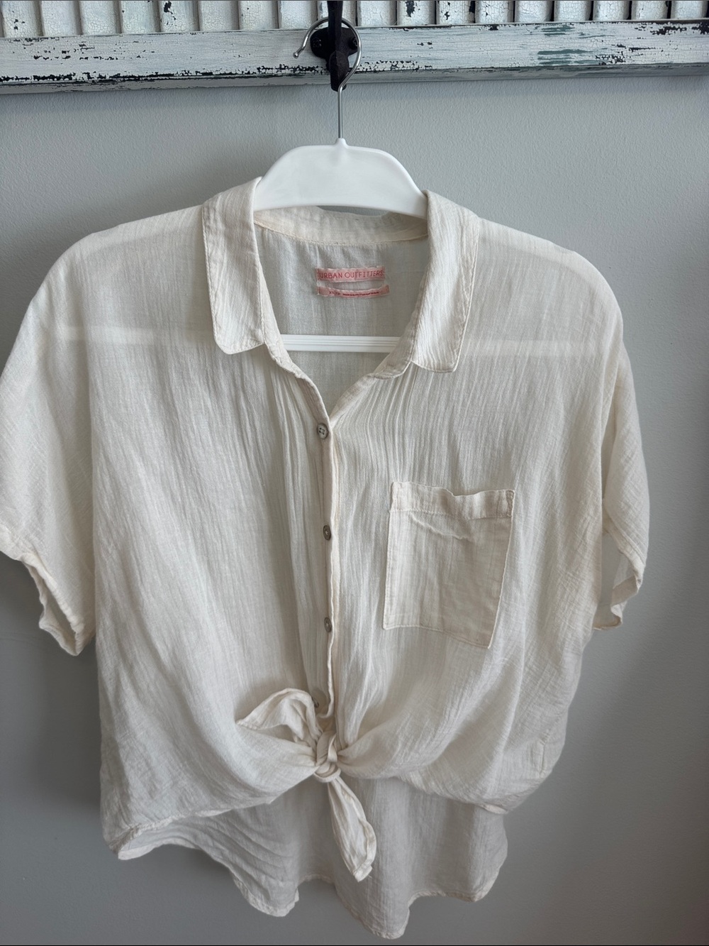 Urban Outfitters Pink Label Cream Gauze Top
